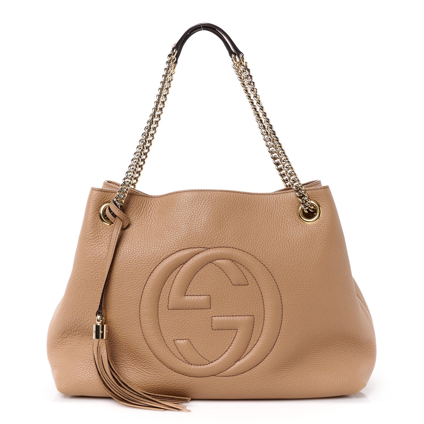 GUCCI PEBBLED CALFSKIN LEATHER MEDIUM SOHO CHAIN BAG