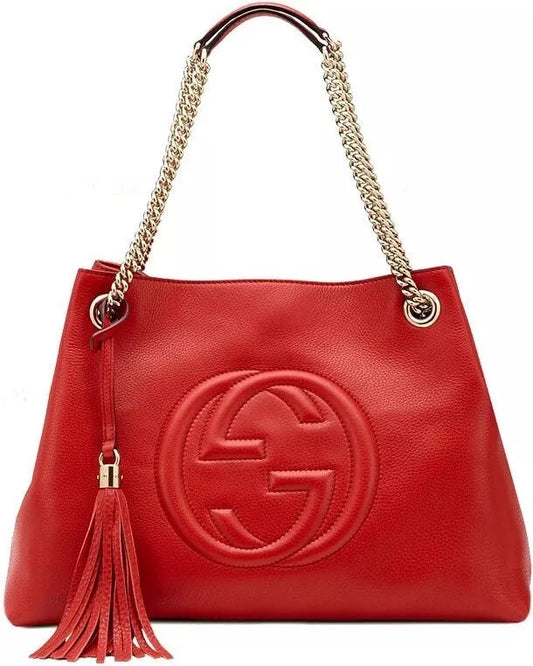 GUCCI PEBBLED CALFSKIN MEDIUM SOHO CHAIN SHOULDER BAG