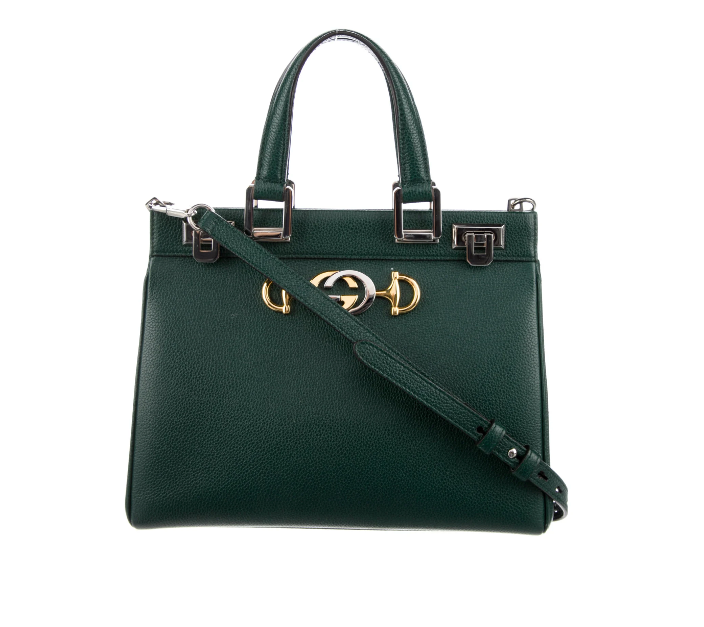 GUCCI PEBBLED CALFSKIN LEATHER ZUMI TOP HANDLE BAG
