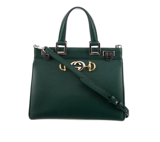 GUCCI PEBBLED CALFSKIN LEATHER ZUMI TOP HANDLE BAG