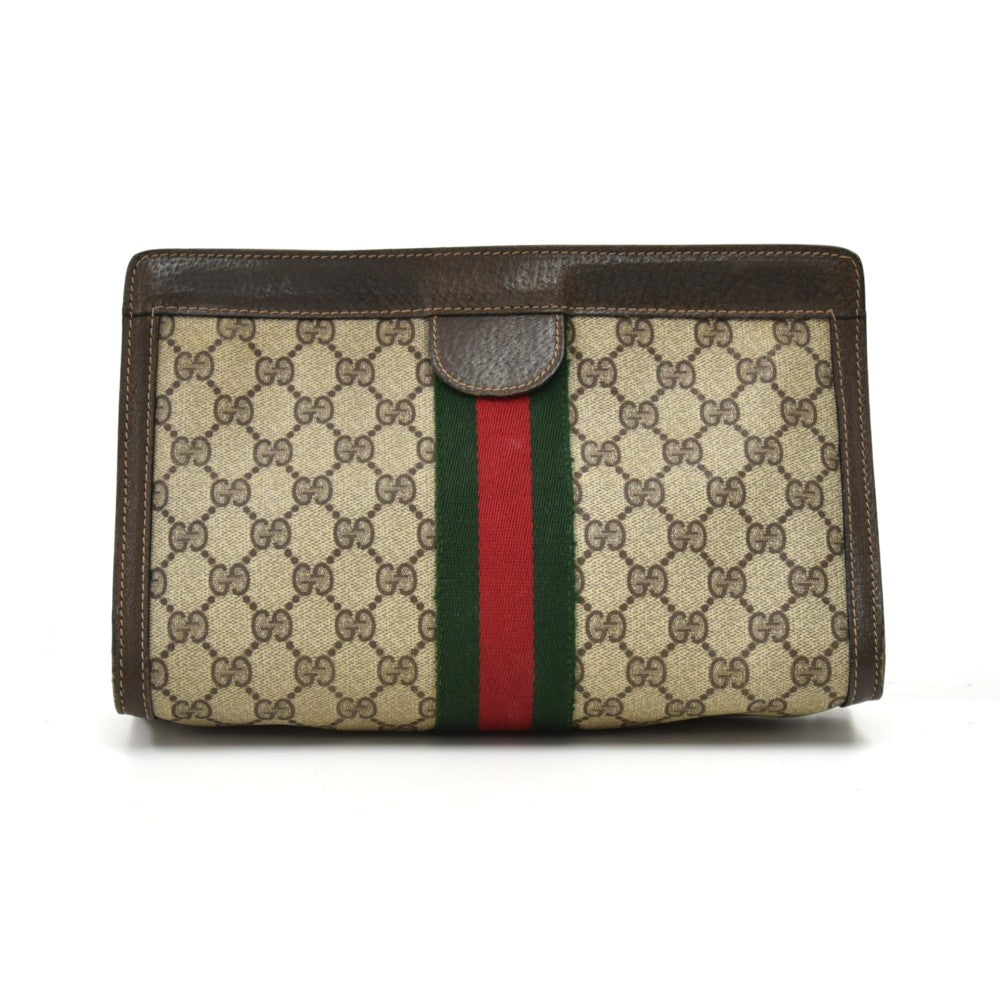 GUCCI VINTAGE GG SUPREME COATED CANVAS CLUTCH BAG
