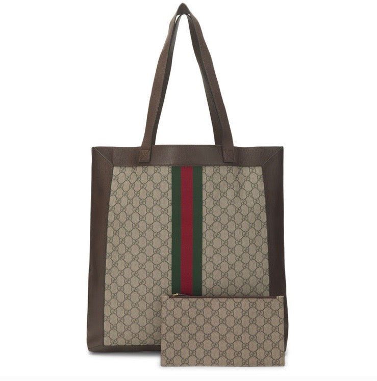 GUCCI GG SUPREME CANVAS OPHIDIA LARGE TOTE