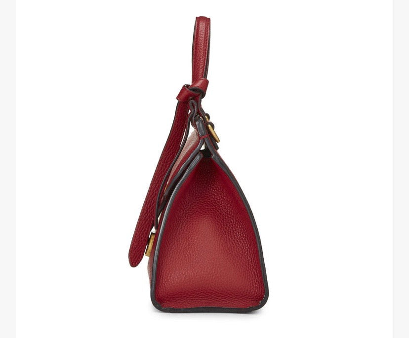 GUCCI RED PEBBLED LEATHER MARMONT TOP HANDLE BAG