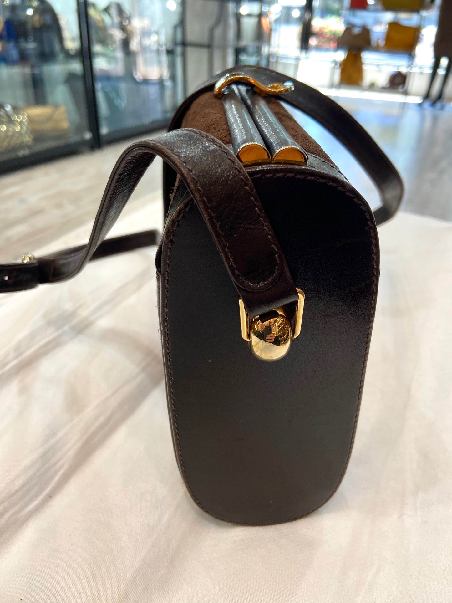 GUCCI VINTAGE BROWN SHADE SHOULDER BAG