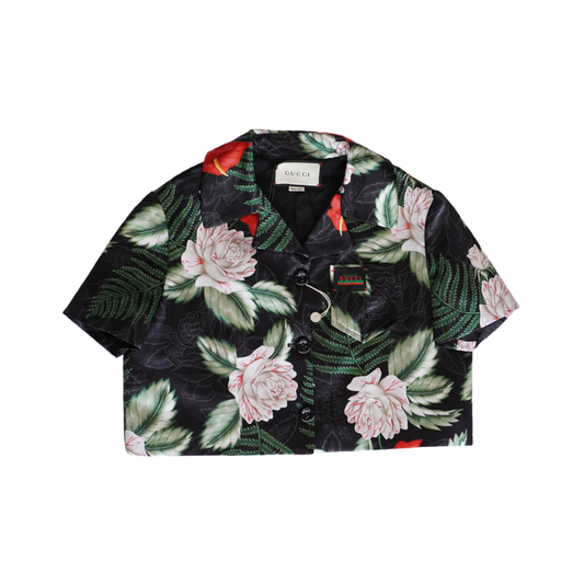 Gucci 'Hawaiian Silk' Cropped Shirt - Women's 36