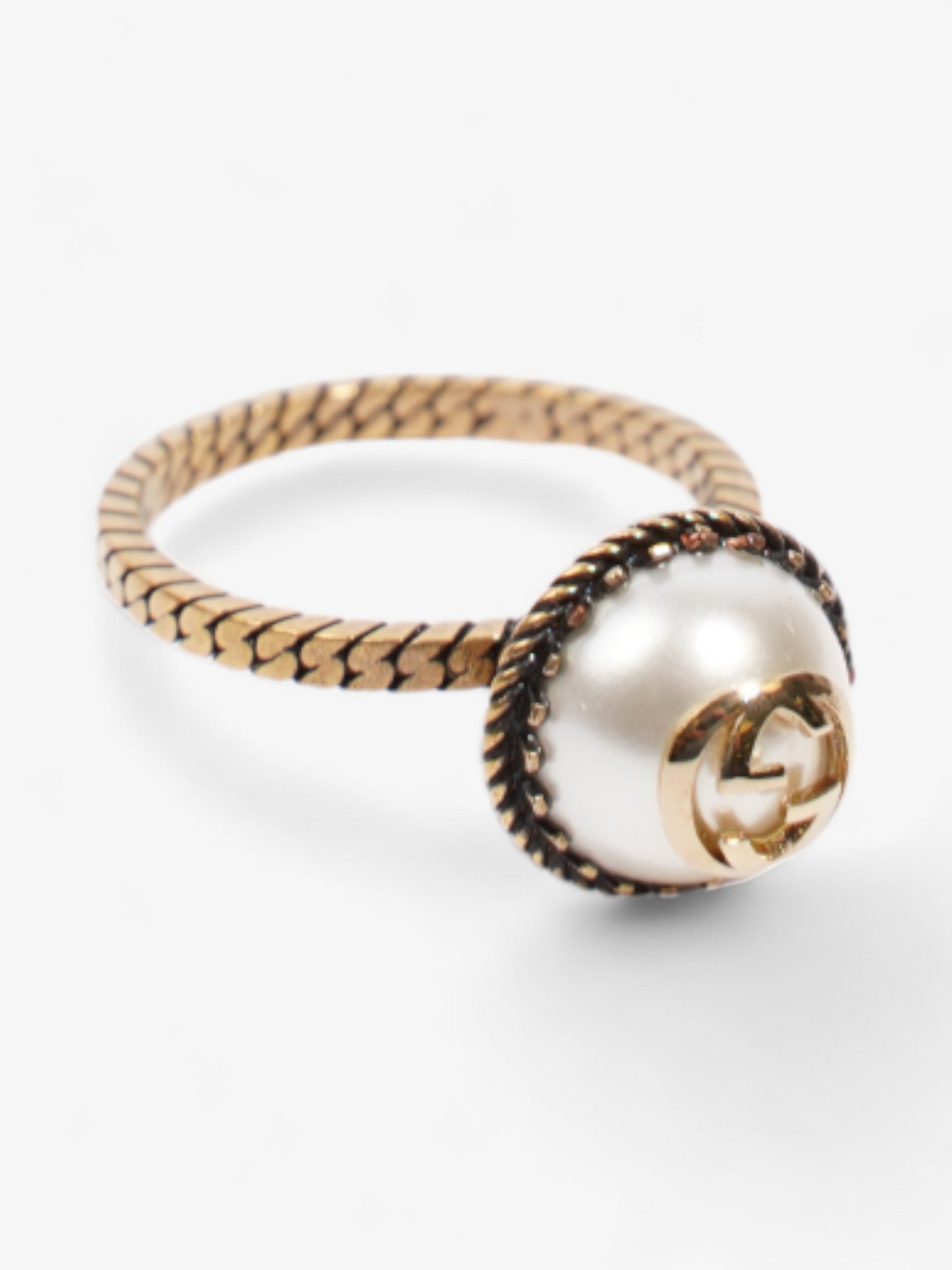 Gucci 3 In 1 Flower Ring Gold / Pearl Base Metal Small