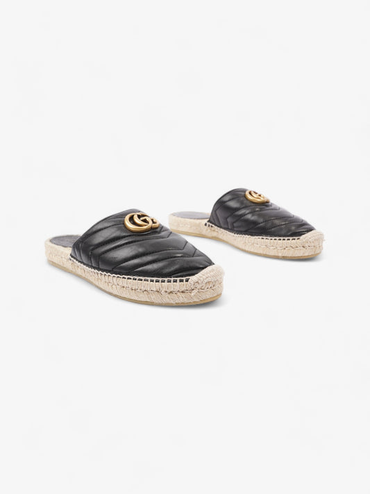 Gucci GG Flat Espadrille Black Leather EU 38 UK 5