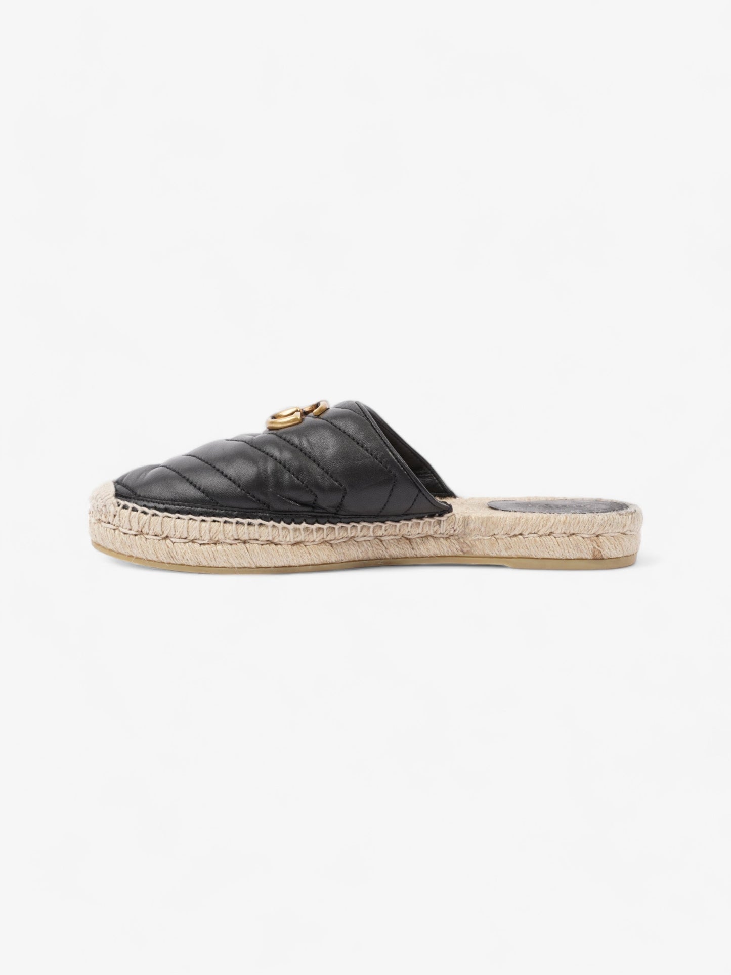 Gucci GG Flat Espadrille Black Leather EU 38 UK 5