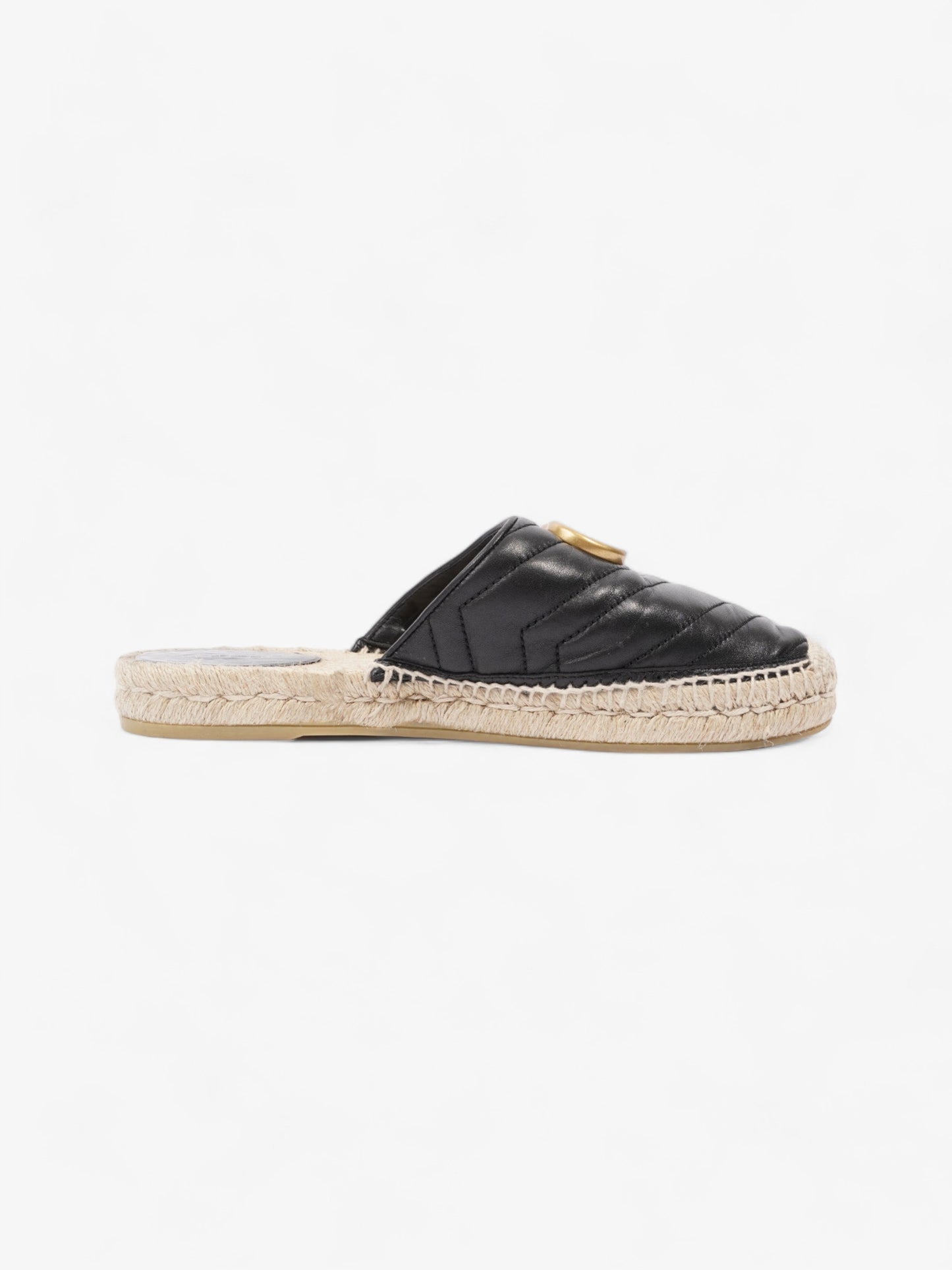 Gucci GG Flat Espadrille Black Leather EU 38 UK 5