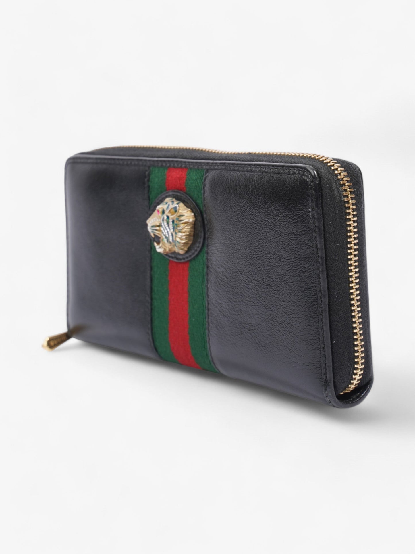 Gucci Rajah Zip Around Wallet Black / Green / Red Leather