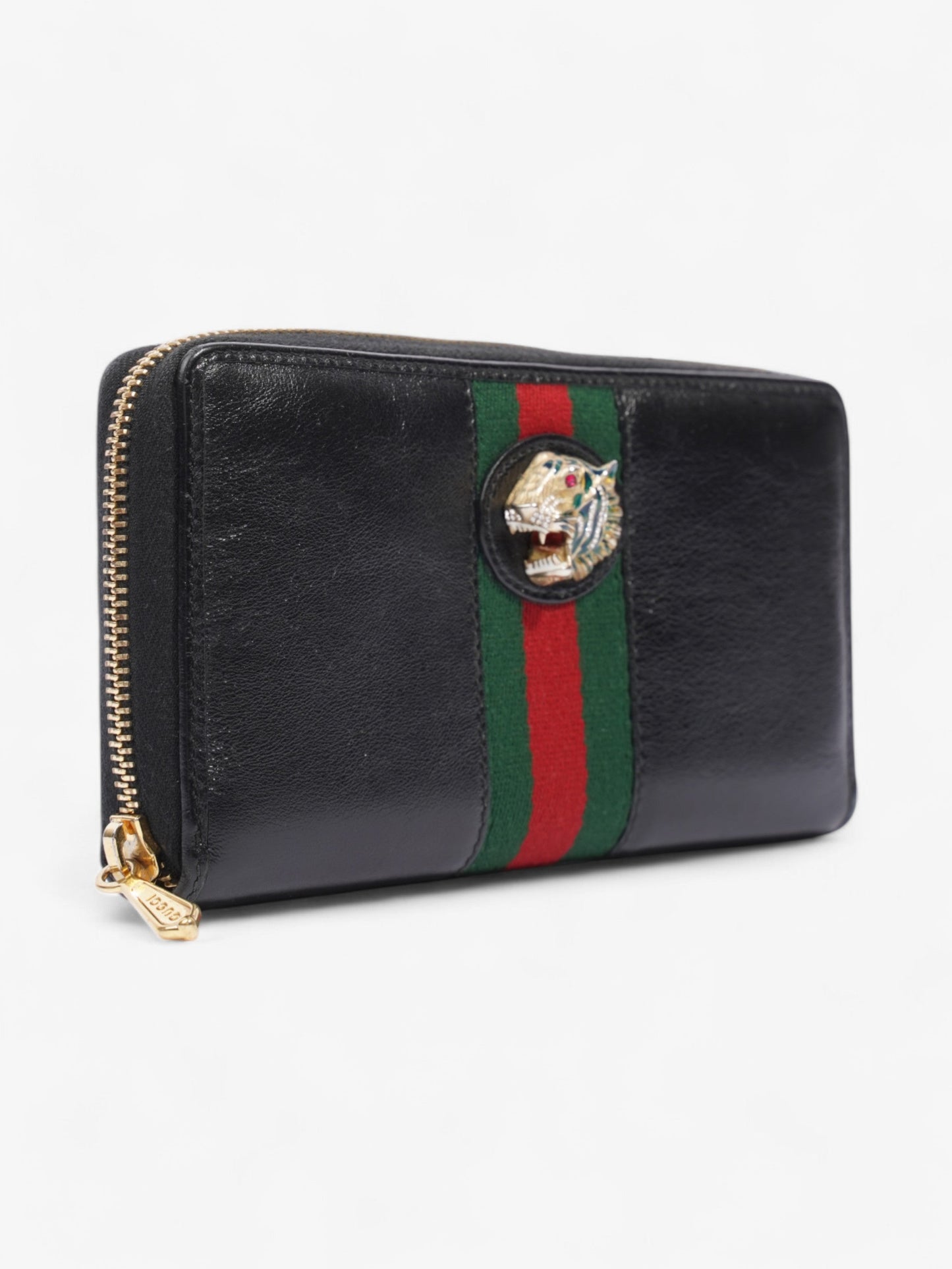 Gucci Rajah Zip Around Wallet Black / Green / Red Leather