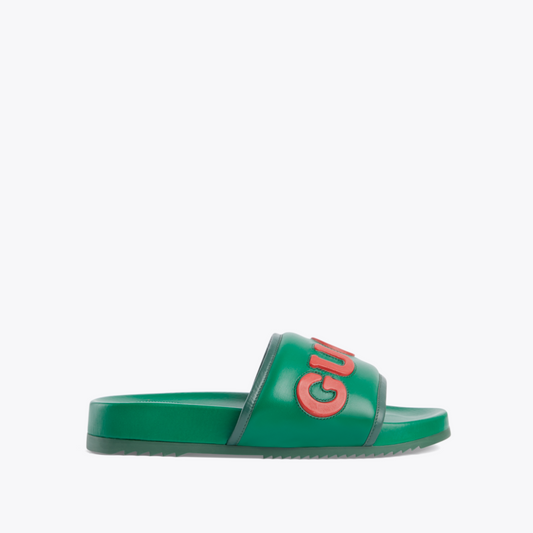 Green Leather Slide Sandal Designer Slides & Sandals for Men