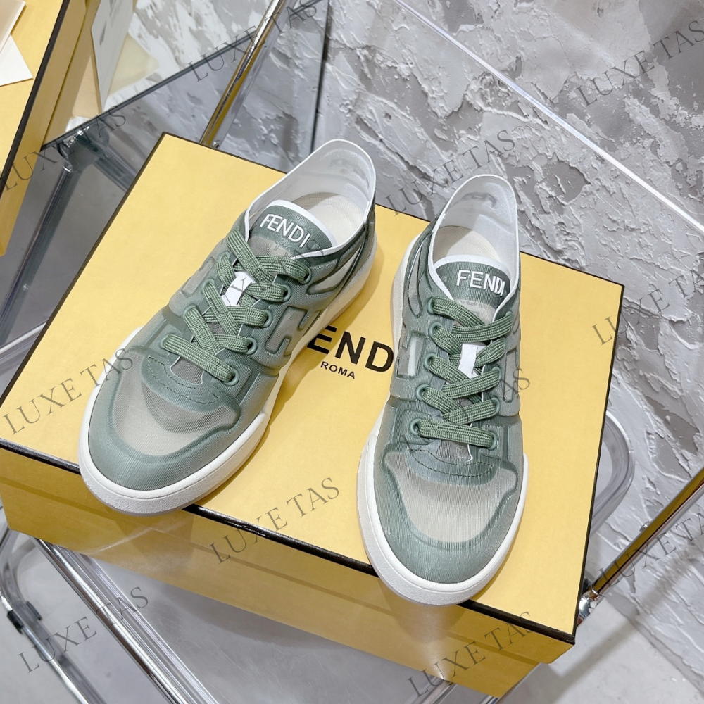 Green Mesh Low Tops FF Match Designer Sneakers for Women