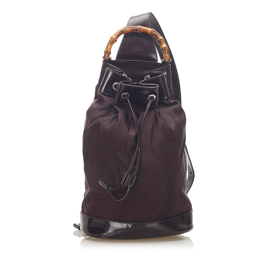 Gucci Bamboo Canvas Drawstring Backpack