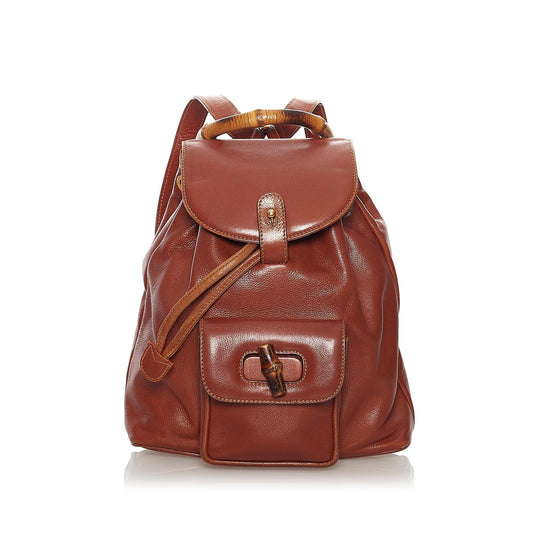 Gucci Bamboo Drawstring Leather Backpack