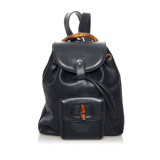 Gucci Bamboo Drawstring Leather Backpack