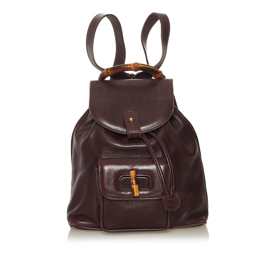 Gucci Bamboo Drawstring Leather Backpack
