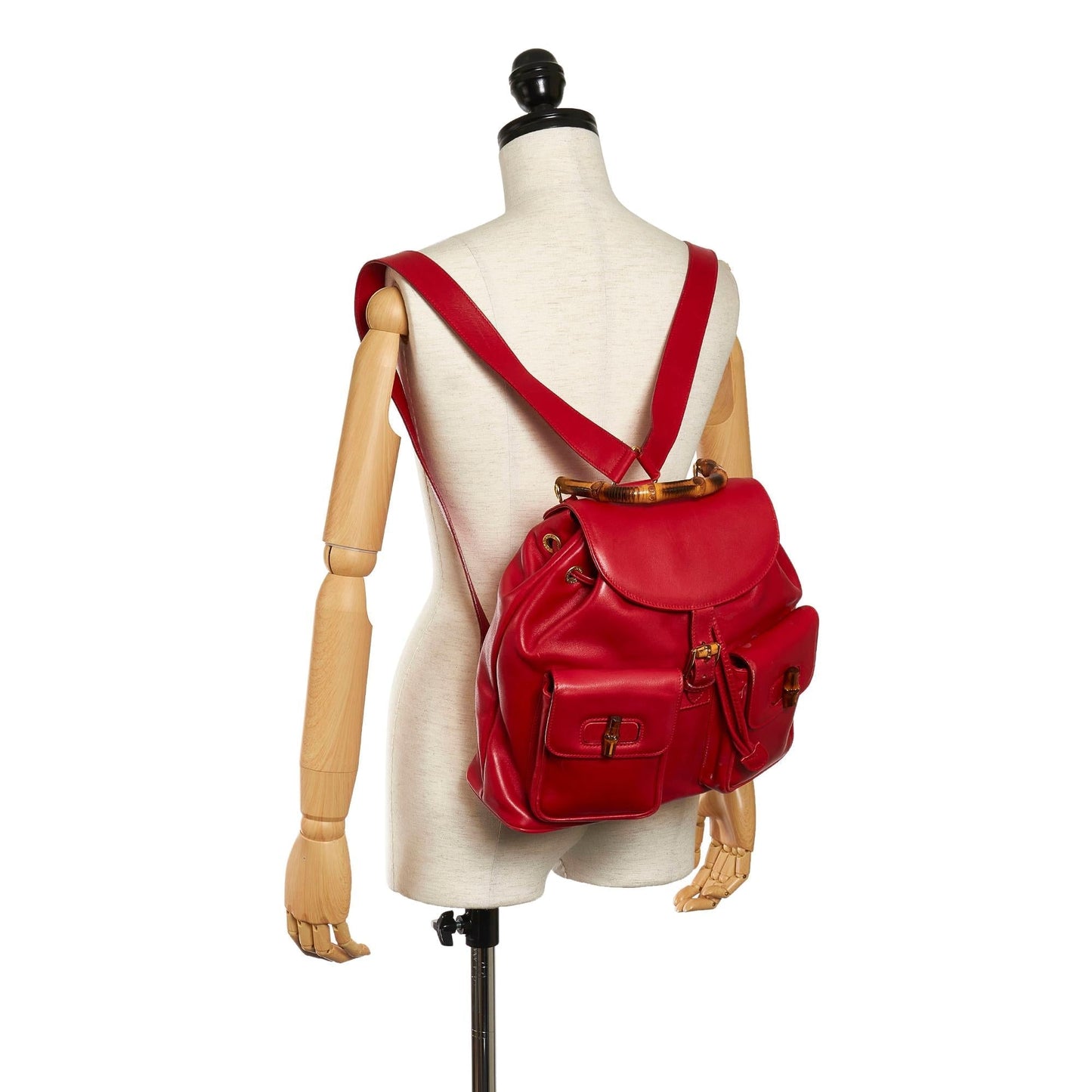 Gucci Bamboo Leather Drawstring Backpack