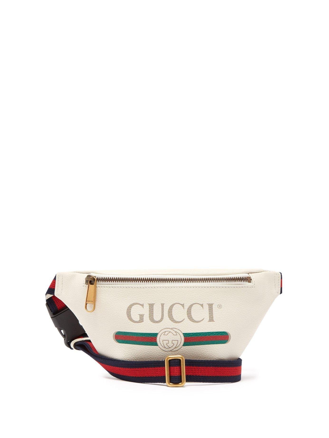 GUCCI GRAINED CALFSKIN LEATHER SMALL LOGO BELT BAG
