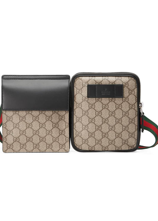 GUCCI GG SUPREME DOUBLE WEB BELT BAG