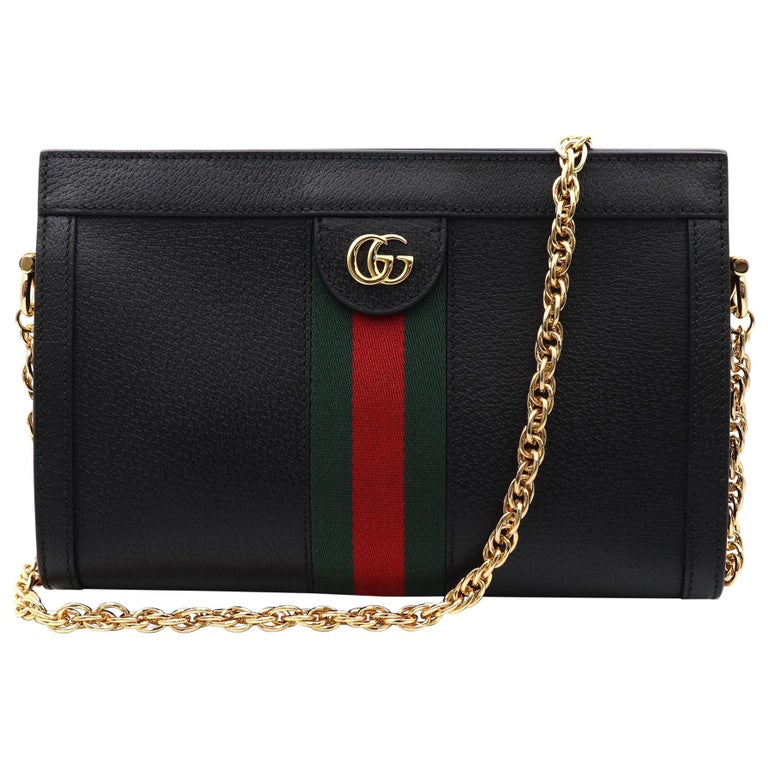 GUCCI Calfskin GG Web Ophidia Chain Shoulder Bag
