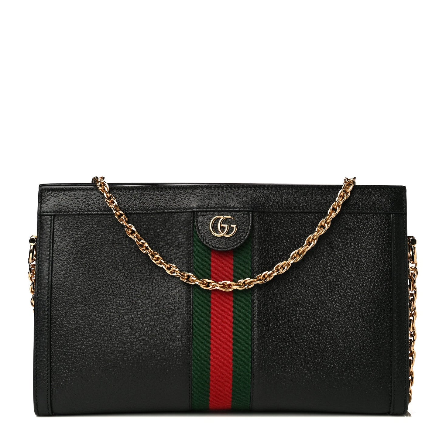 GUCCI Calfskin GG Web Ophidia Chain Shoulder Bag