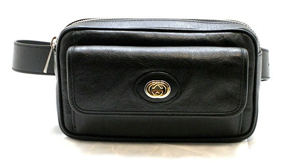 GUCCI  Leather Interlocking G Belt Bag