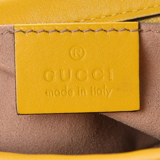 GUCCI Calfskin Matelasse Mini GG Marmont  Shoulder Bag Yellow