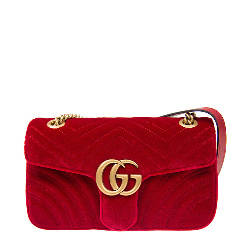 GUCCI GG MARMONT SMALL MATELASSE VELVET SHOULDER BAG