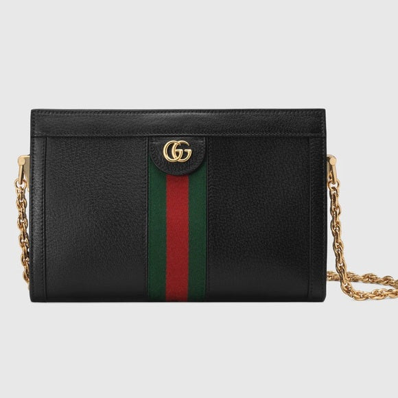 GUCCI GG OPHIDIA SMALL LEATHER CHAIN BAG