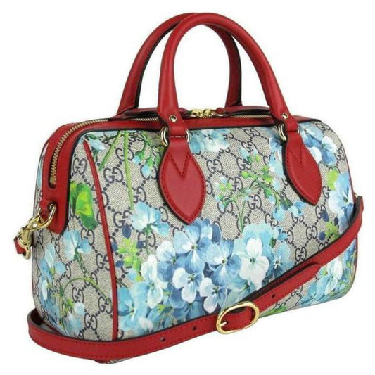 GUCCI GG SUPREME MONOGRAM BLOOMS BOSTON BAG