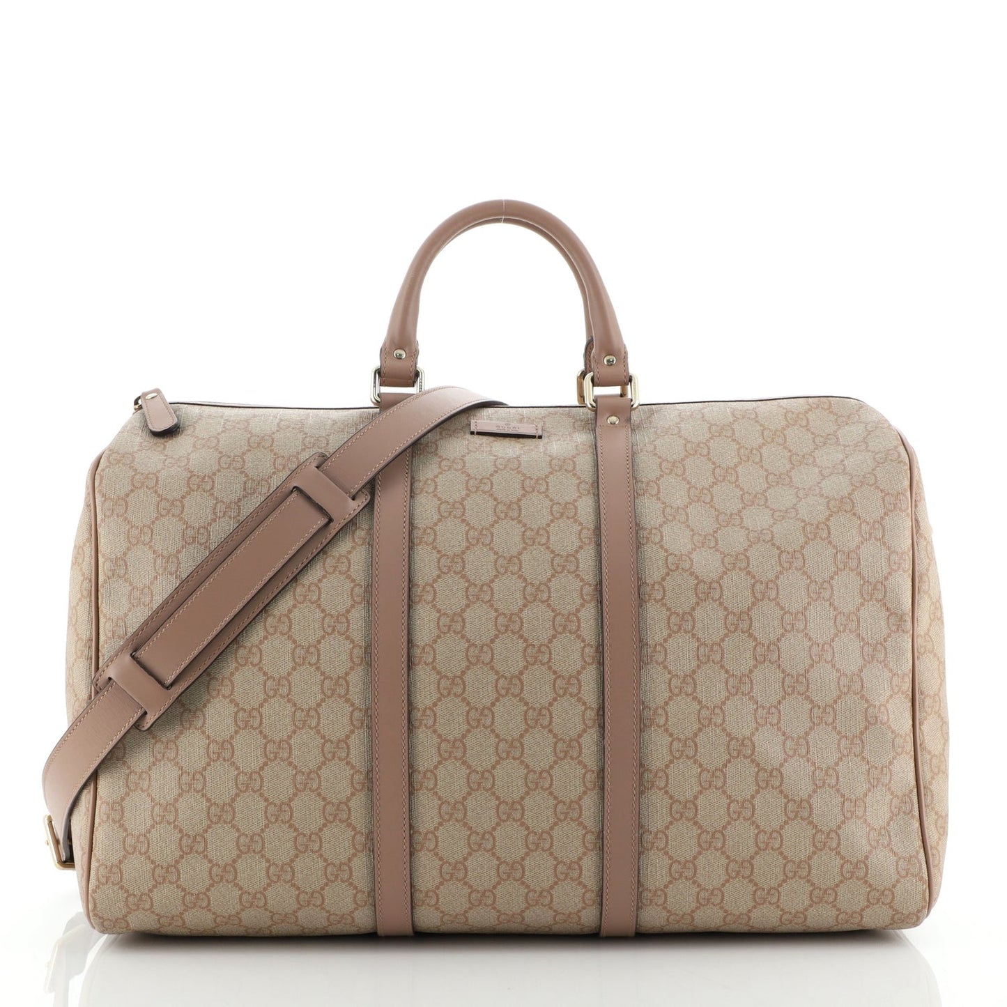 GUCCI GG SUPREME BOSTON CARRY-ON DUFFLE BAG BLUSH