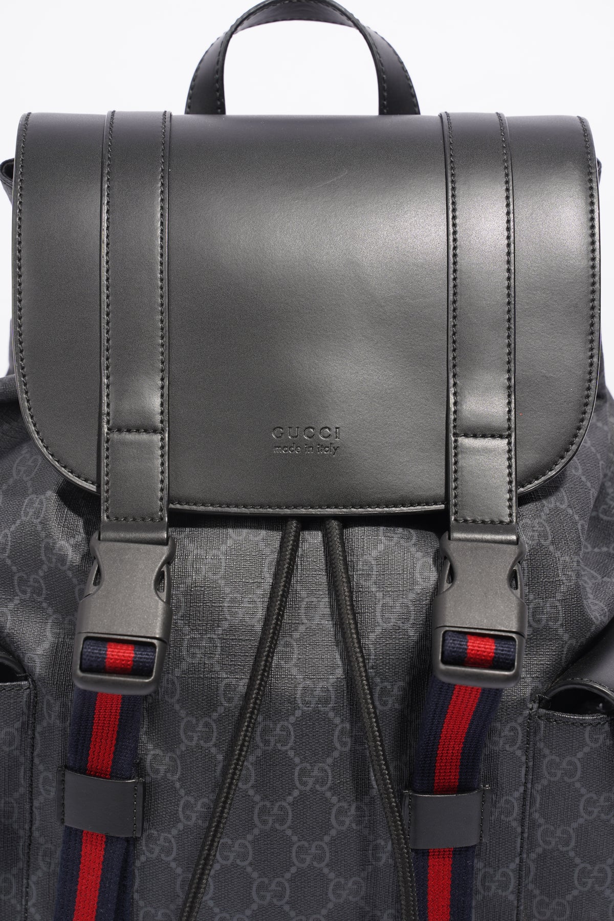 GUCCI GG SUPREME MONOGRAM APPIA CALFSKIN WEB BACKPACK