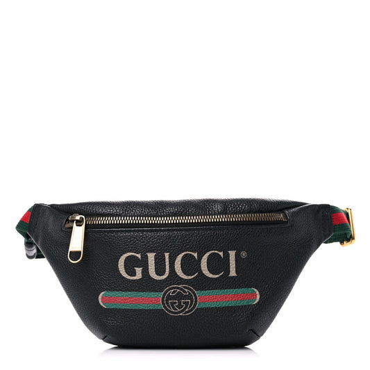 GUCCI GRAINED CALFSKIN LOGO BELT BAG
