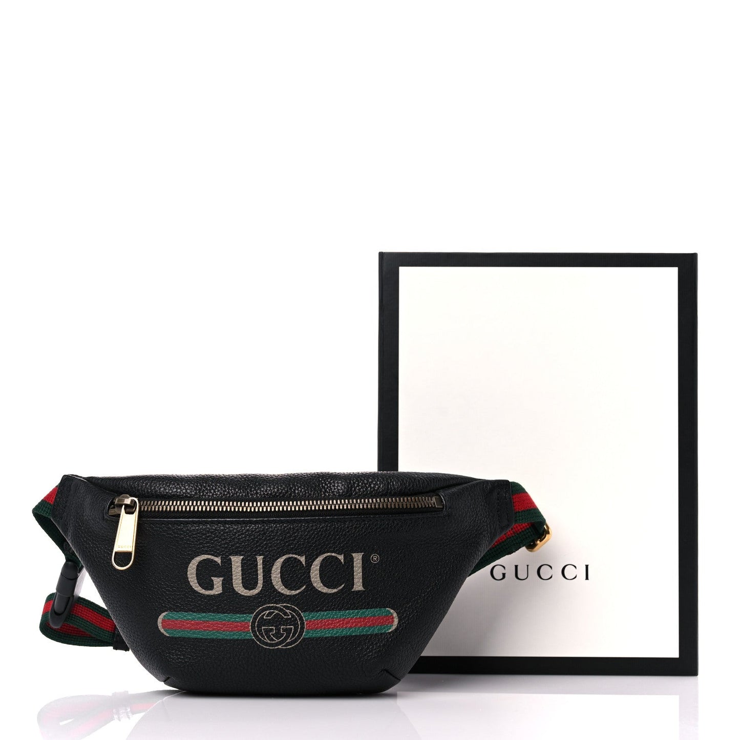 GUCCI GRAINED CALFSKIN LOGO BELT BAG