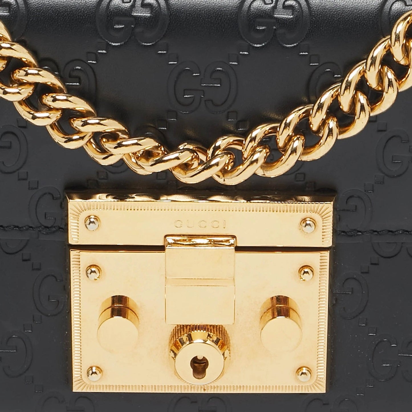GUCCI GUCCISSIMA LEATHER SMALL PADLOCK SHOULDER BAG