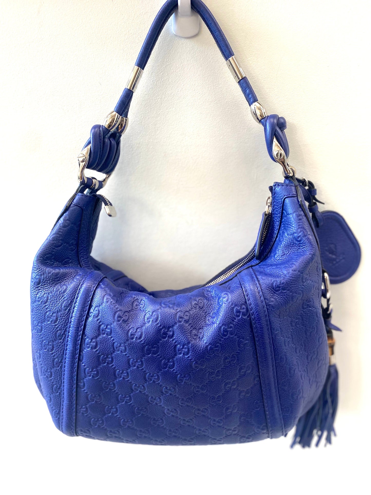 GUCCI BLUE GUCCISSIMA TECHNO HORSEBIT HOBO BAG