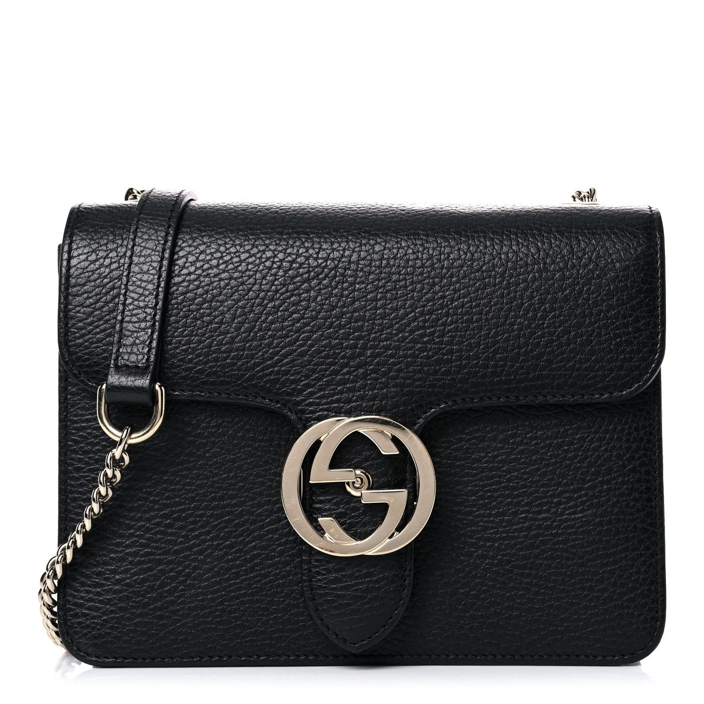 Gucci Black Interlocking GG Leather Crossbody Bag