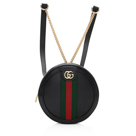Gucci Leather Ophidia Round Mini Backpack
