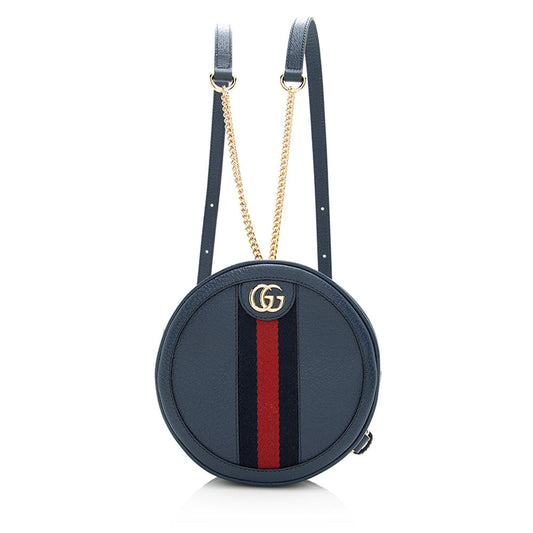 Gucci Leather Ophidia Round Mini Backpack