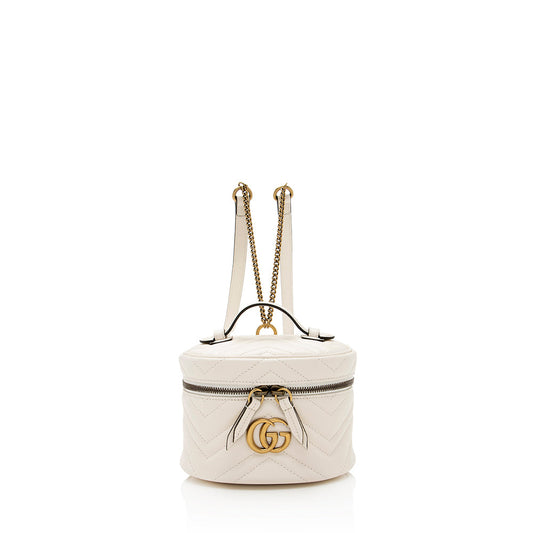 Gucci Matelasse Leather GG Marmont Round Mini Backpack