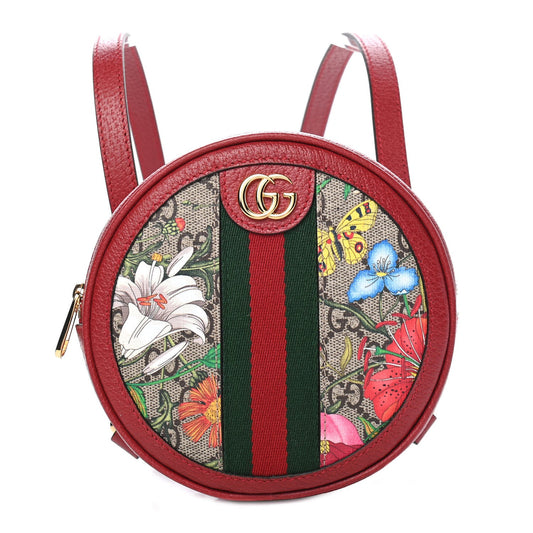 Gucci Ophidia Mini Round GG Flora Chain-Strap Backpack
