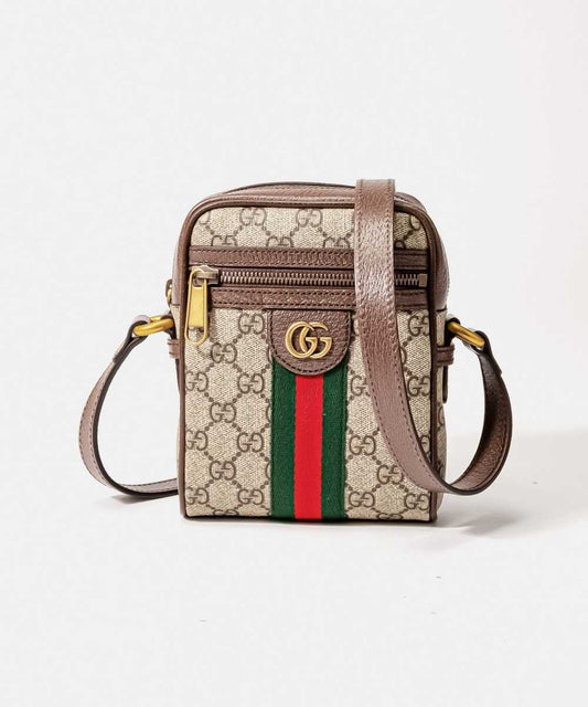 GUCCI GG SUPREME CANVAS WEB OPHIDIA MINI CROSSBODY BAG