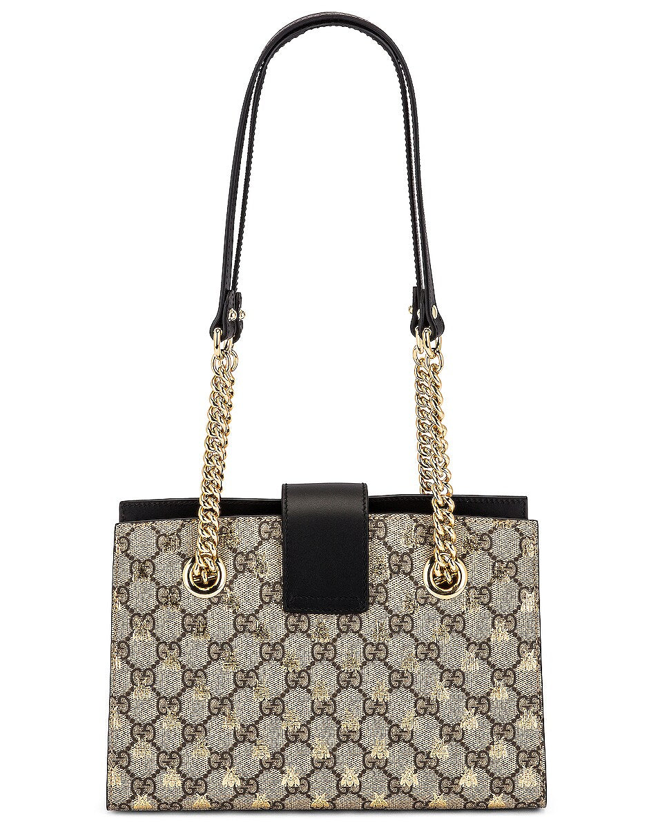 GUCCI PADLOCK BEE PRINT CHAIN TOTE