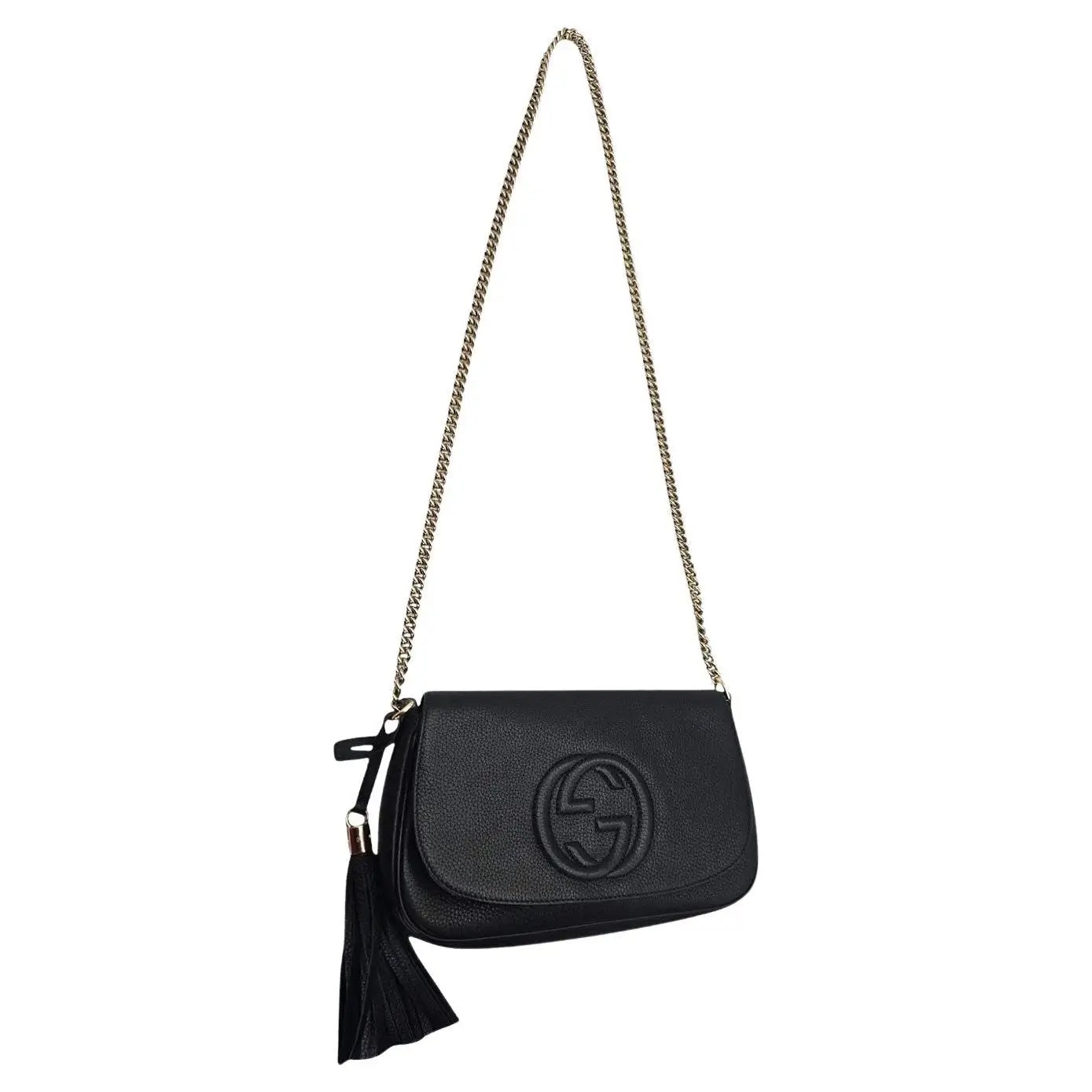 GUCCI PEBBLED CALFSKIN LEATHER SOHO CHAIN BAG