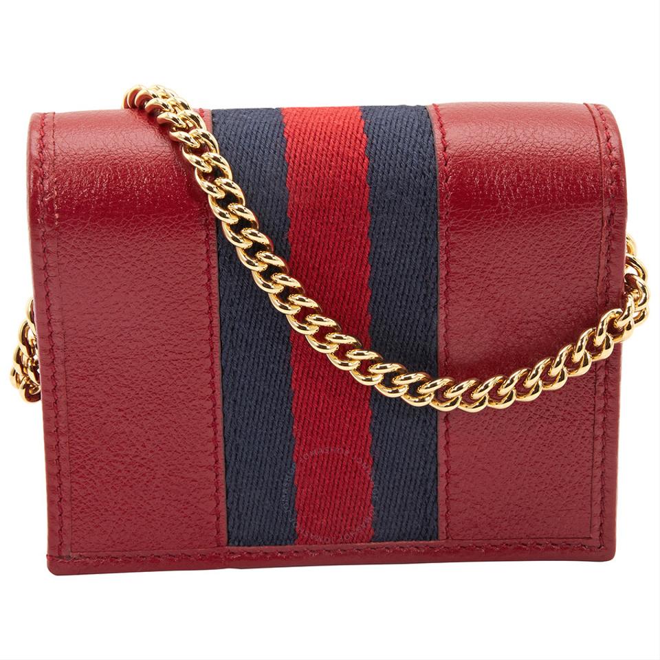 GUCCI Rajah Leather Card Case Wallet With Chain