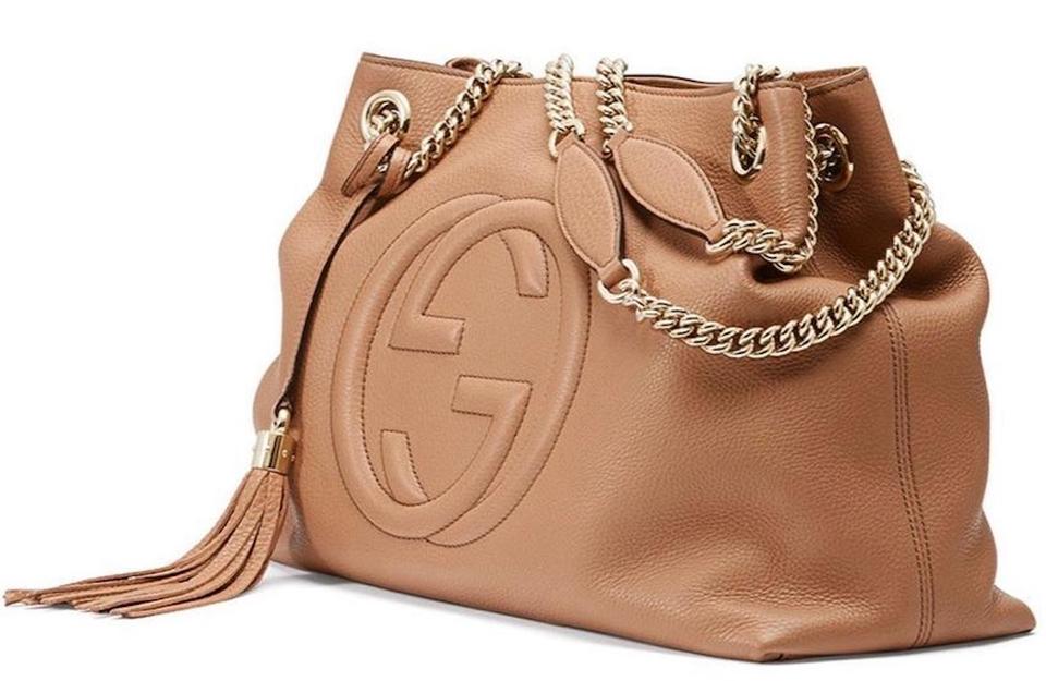 GUCCI PEBBLED CALFSKIN MEDIUM SOHO CHAIN SHOULDER BAG