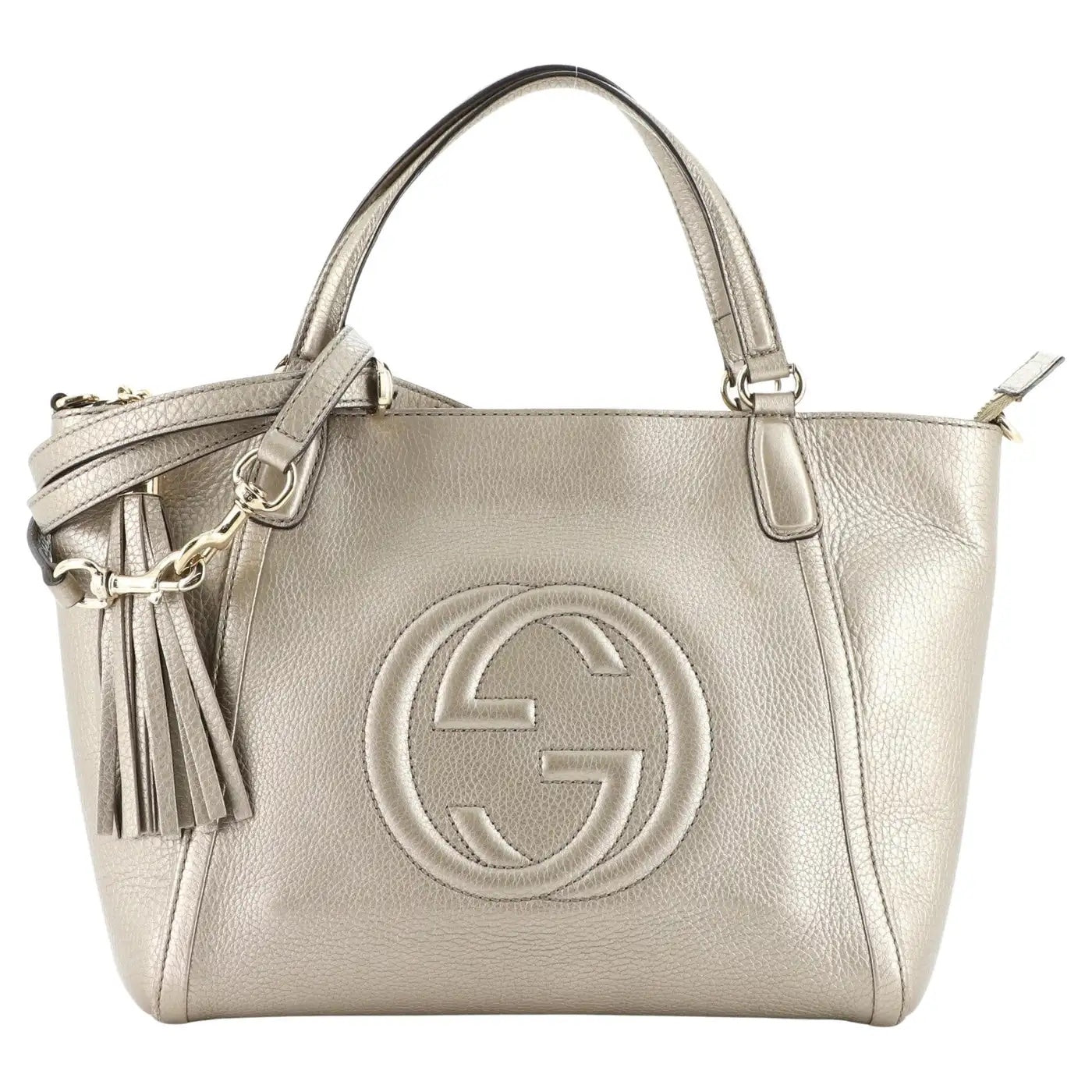 GUCCI SOHO CONVERTIBLE CALFSKIN LEATHER SMALL TOP HANDLE BAG