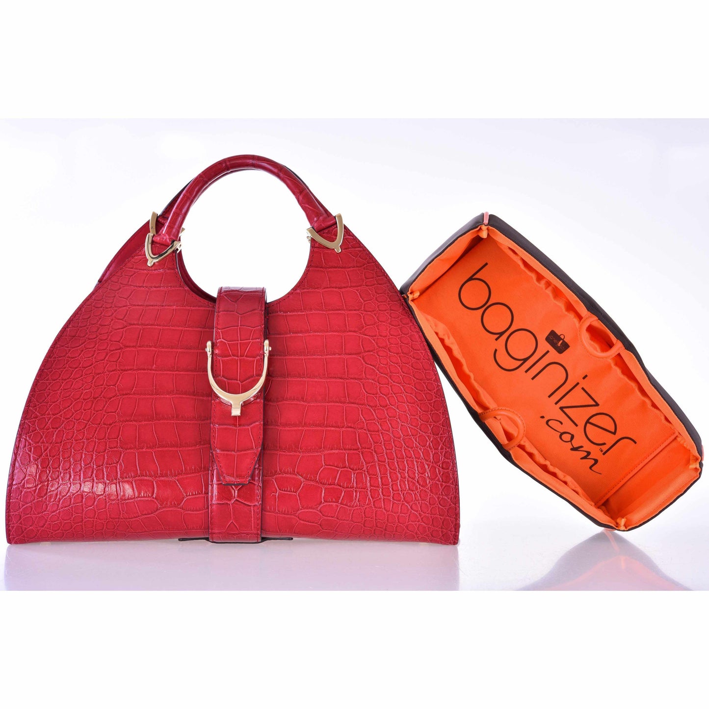 Gucci Stirrup Red Crocodile Top Handle Bag