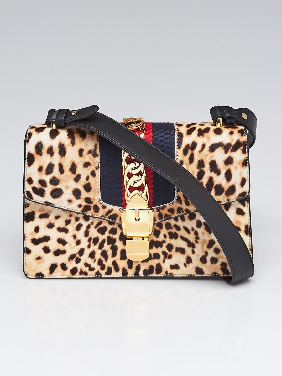 Gucci Sylvie Shoulder Leopard Print Bag